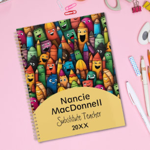 Colorful Teacher Cartoon Pen Pattern Planner