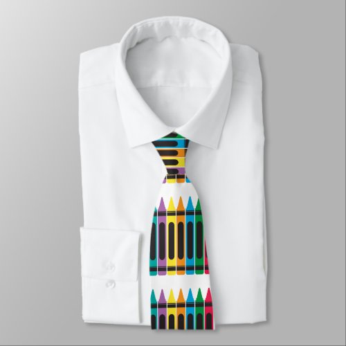 Colorful Teacher Crayon School Pattern Retro Neck Tie