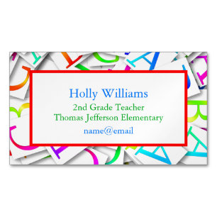 Colorful Teacher Educator Professional Business Card Magnet