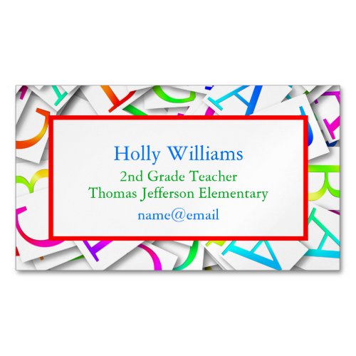 Colorful Teacher Educator Professional Business Card Magnet