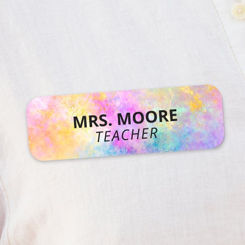 Colorful Teacher ID Safety Pin or Magnetic Clothes Name Tag