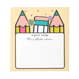 Colorful teacher name pencil cartoon  notepad