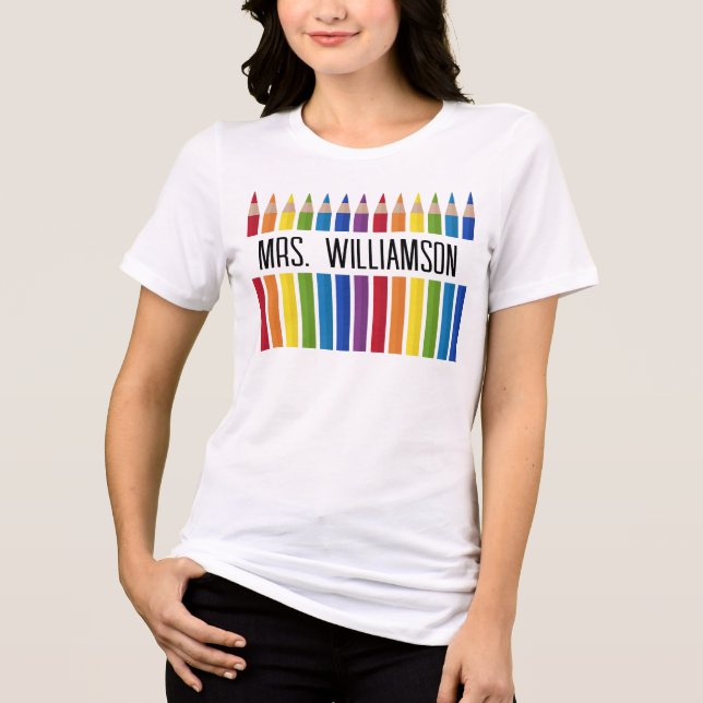 Colorful Teacher Pencil Tri-Blend Shirt (Front)