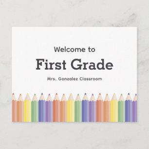 Colorful Teacher Welcome Back to School Postcard