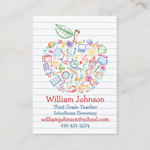 Colorful Teachers Apple Business Card