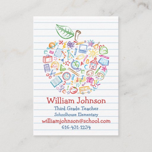 Customizable Colorful Teachers Apple Business Card