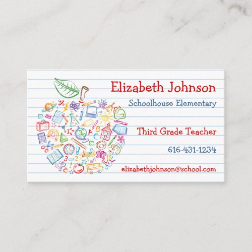 Colorful Teachers Apple Business Card