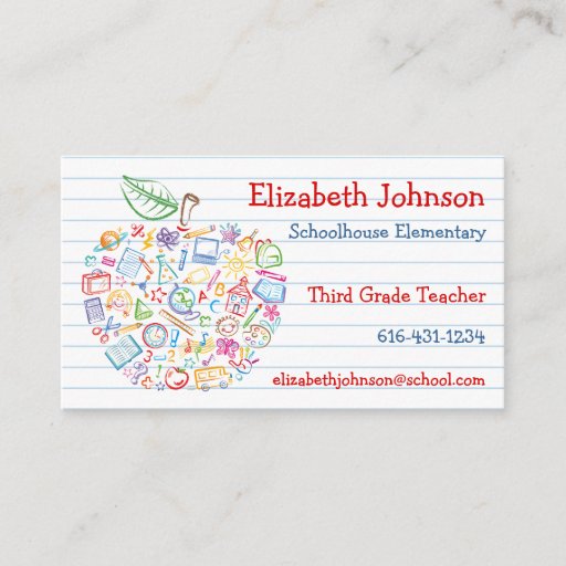 Customizable Colorful Teachers Apple Business Card