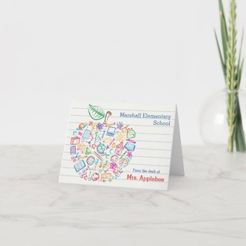 Colorful Teachers Apple Note Card