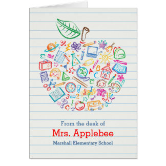 Colorful Teachers Apple Note Card Vertical