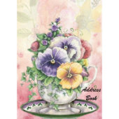 Colorful Teacup Pansy Telephone Address Book (Front)