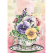 Colorful Teacup Pansy Telephone Address Book (Front)
