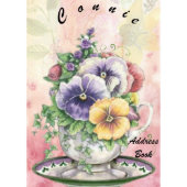 Colorful Teacup Pansy Telephone Address Book (Front)