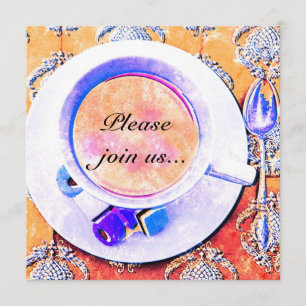 Colorful teacup tea party invitation