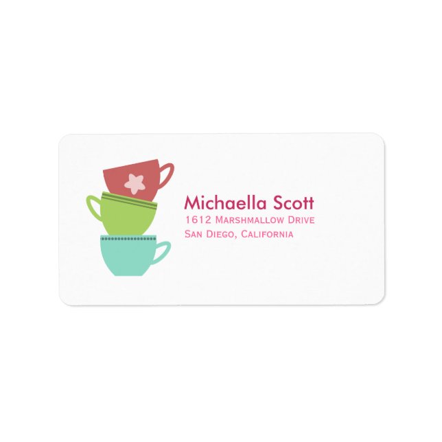 Colorful Teacups Label (Front)