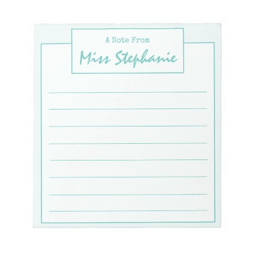 Colorful Teal Blue Script From Teacher Notepad