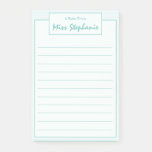 Colorful Teal Blue Script From Teacher Post-it Notes