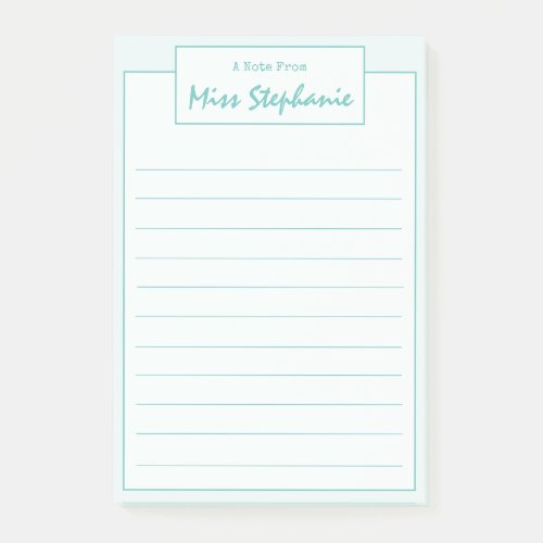 Colorful Teal Blue Script From Teacher Post-it Notes