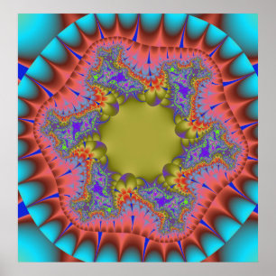 Colorful Teal, Pink and Green Fractal Poster