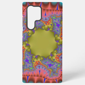 Colorful Teal, Pink and Green Fractal Samsung Galaxy S22 Ultra Case