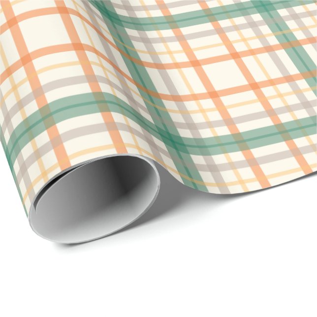 Colorful Teal Plaid Pattern Gift Wrap (Roll Corner)