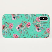Colorful Teal Summer Flowers Case-Mate iPhone Case (Back (Horizontal))