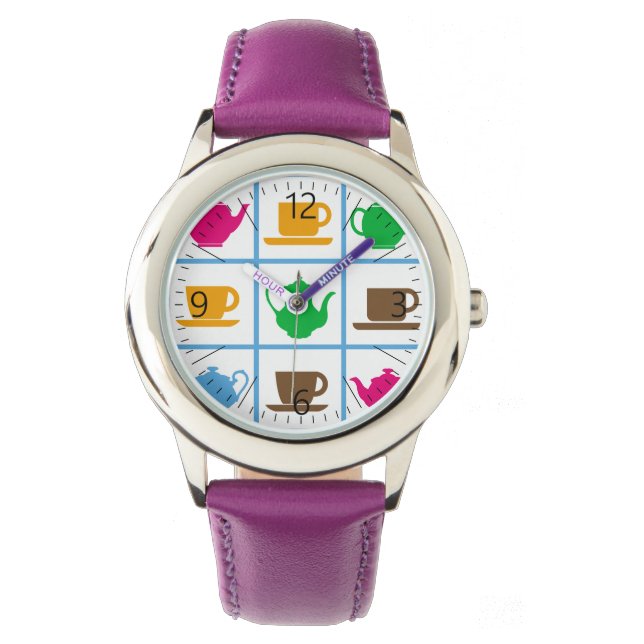 Colorful teapots pattern watch (Front)