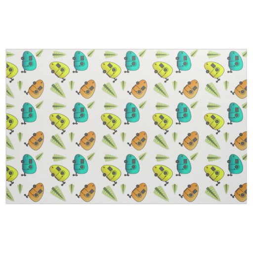 Colorful Teardrop Camper Caravan Fabric
