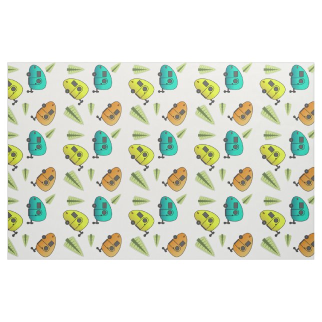 Colorful Teardrop Camper Caravan Fabric (Fat Quarter)