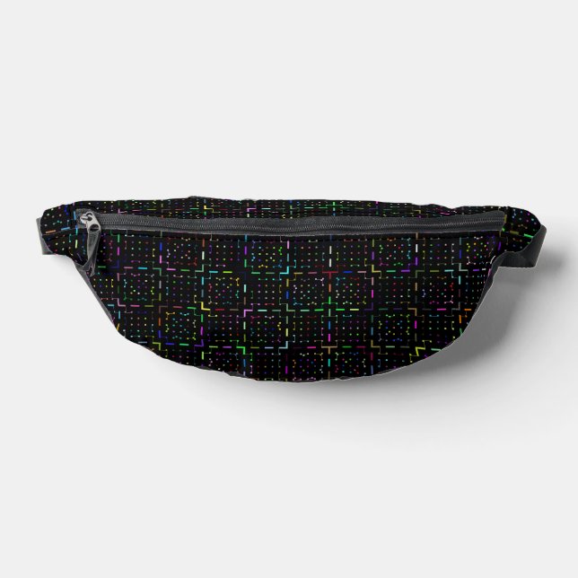 Colorful tech coding electronics pattern  fanny pack (Lay Down)