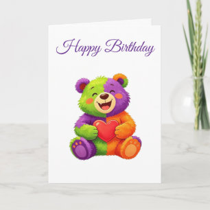 Colorful teddy bear birthday card