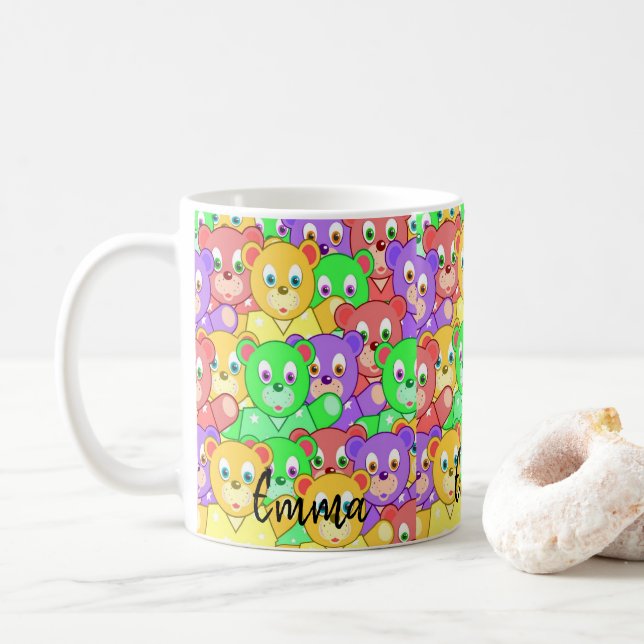 Colorful Teddy Bear Mug (With Donut)