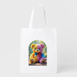 Colorful Teddy Bear Reusable Grocery Bag