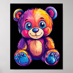 Colorful Teddy Bear With Big Eyes Poster