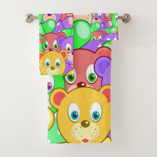 Colorful Teddy Bears Bathroom Towel Sets