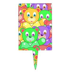 COLORFUL TEDDY BEARS CAKE TOPPER