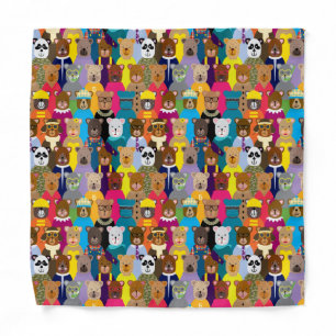 Colorful Teddy Bears with Many Professions Bandana