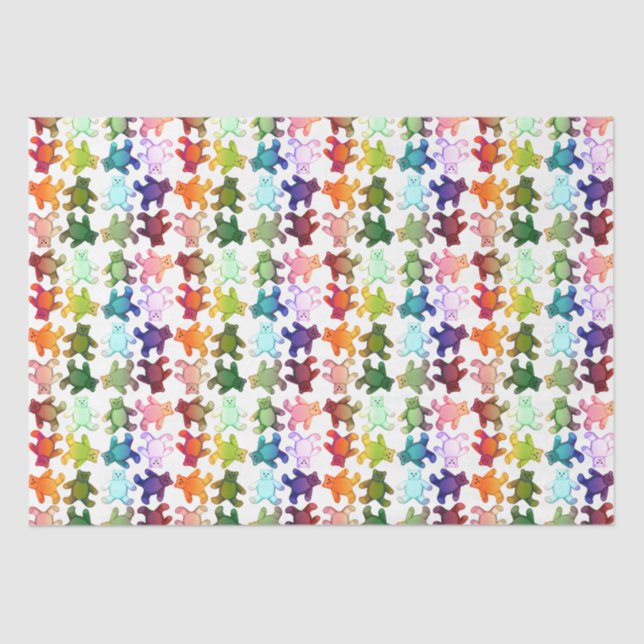 Colorful Teddy Bears Wrapping Paper (Front)