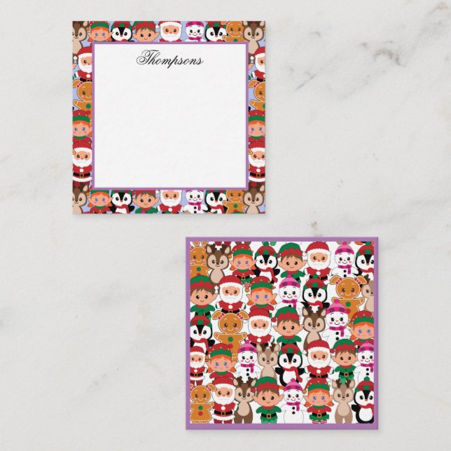 Colorful Teddy Christmas with Many Professions   Note Card (Front/Back)