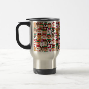Colorful Teddy Christmas with Many Professions Travel Mug