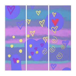 Colorful Teen Dreams & Gold Original Triptych