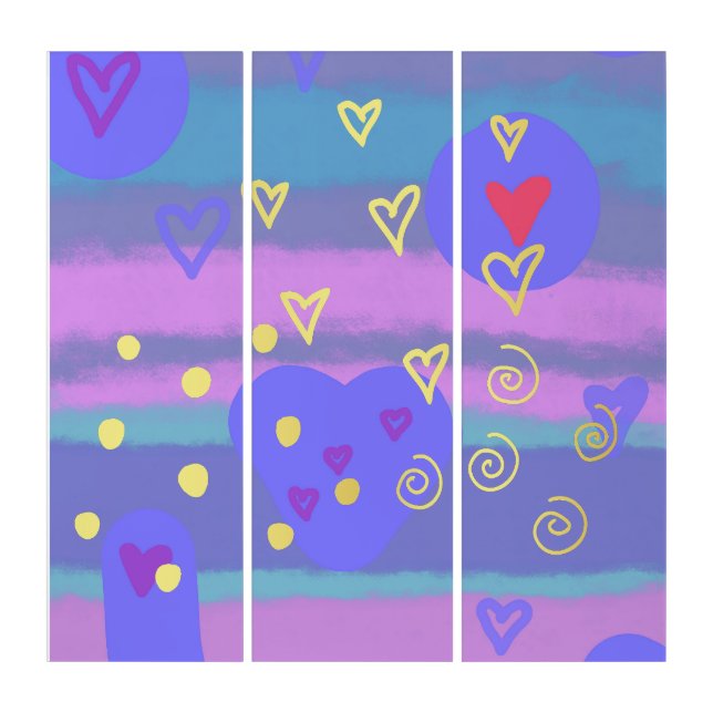 Colorful Teen Dreams & Gold Original  Triptych (Front)