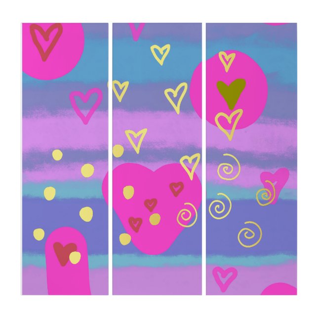 Colorful Teen Dreams & Gold Original  Triptych (Front)