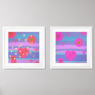 Colorful Teen Dreams & Gold Original Wall Art Sets