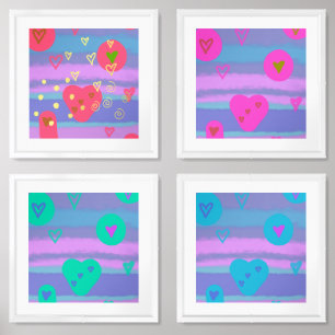 Colorful Teen Dreams & Gold Original Wall Art Sets