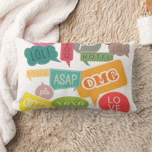 Colorful Teen Slang Typography Lumbar Pillow