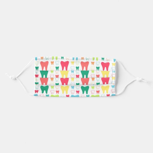 Colorful Teeth Pattern Adult Cloth Face Mask (Front, Folded)