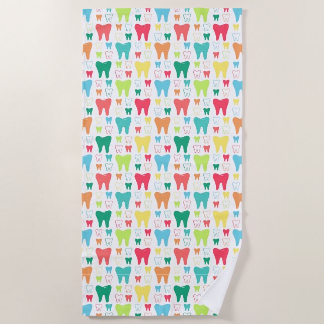 Colorful Teeth Pattern Beach Towel (Front)