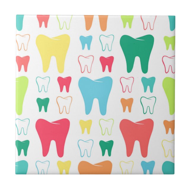 Colorful Teeth Pattern Ceramic Tile (Front)