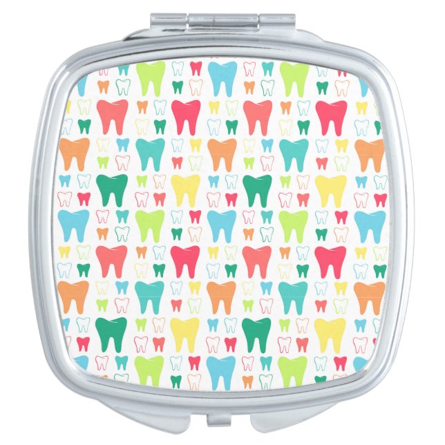 Colorful Teeth Pattern Compact Mirror (Front)